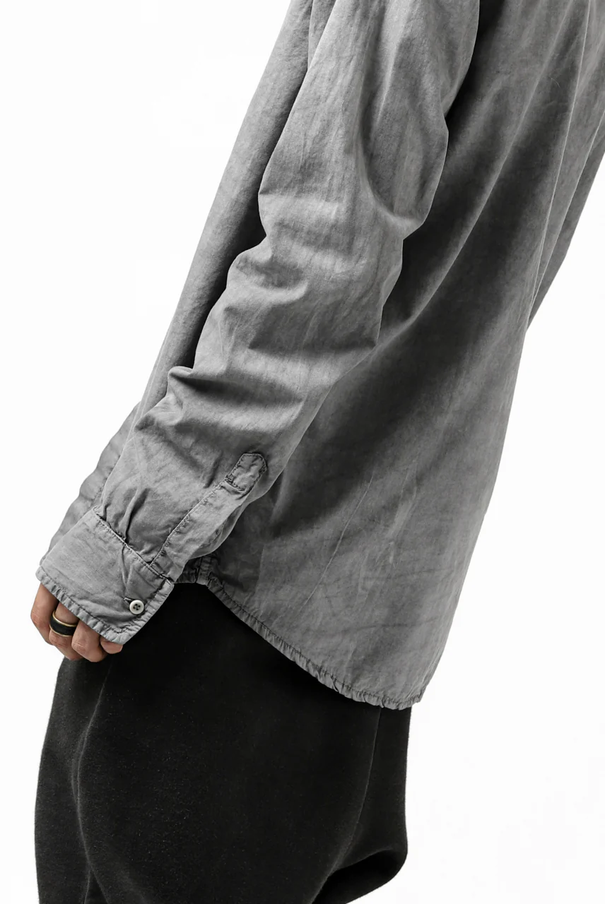 daub PLAIN COLLAR SHIRT / COLD DYED ORGANIC COTTON (GREY) - Image 40