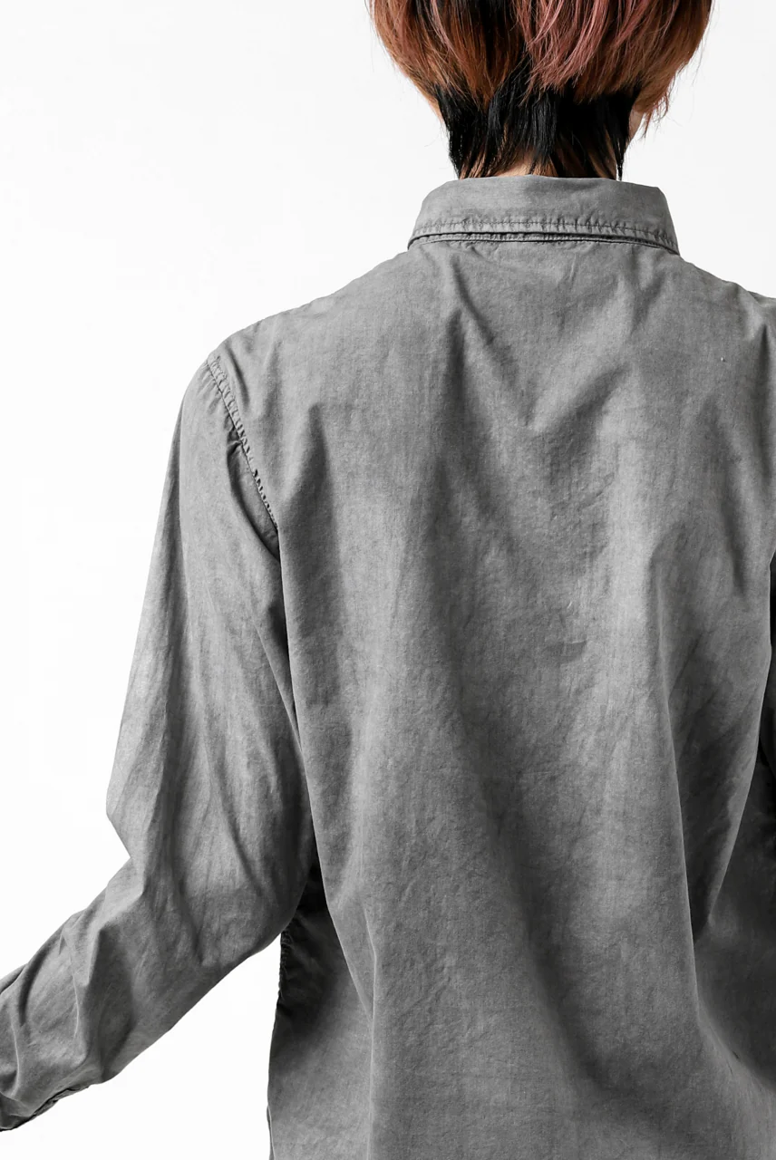 daub PLAIN COLLAR SHIRT / COLD DYED ORGANIC COTTON (GREY) - Image 42