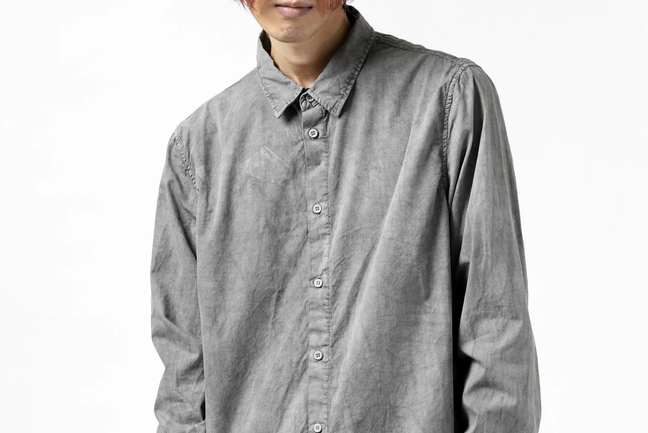 daub PLAIN COLLAR SHIRT / COLD DYED ORGANIC COTTON (GREY) - Image 45