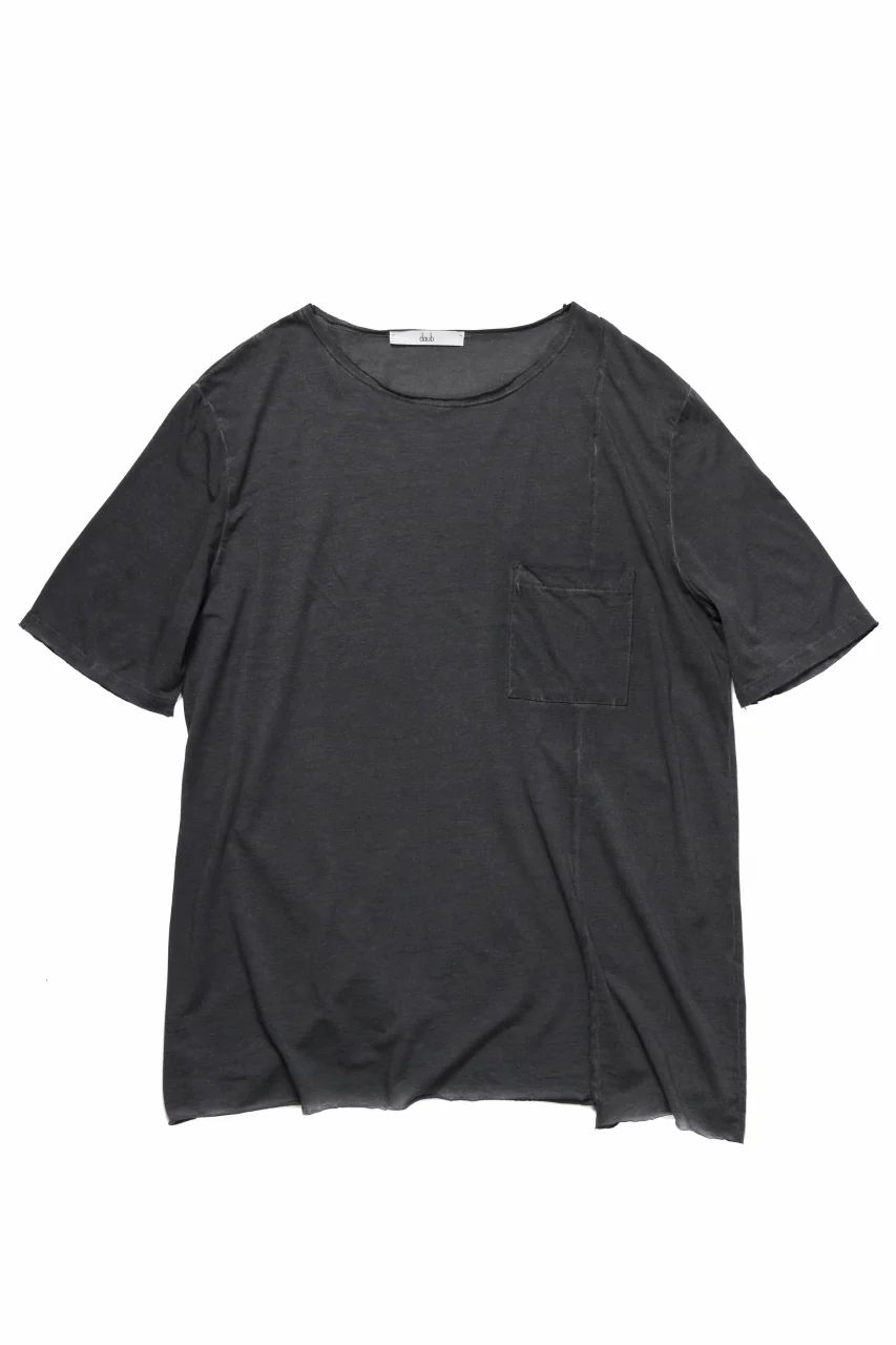 daub SIDE PANEL OVER T-SHIRT WITH POCKET / DYED LIGHT JERSEY (OFF BLACK)