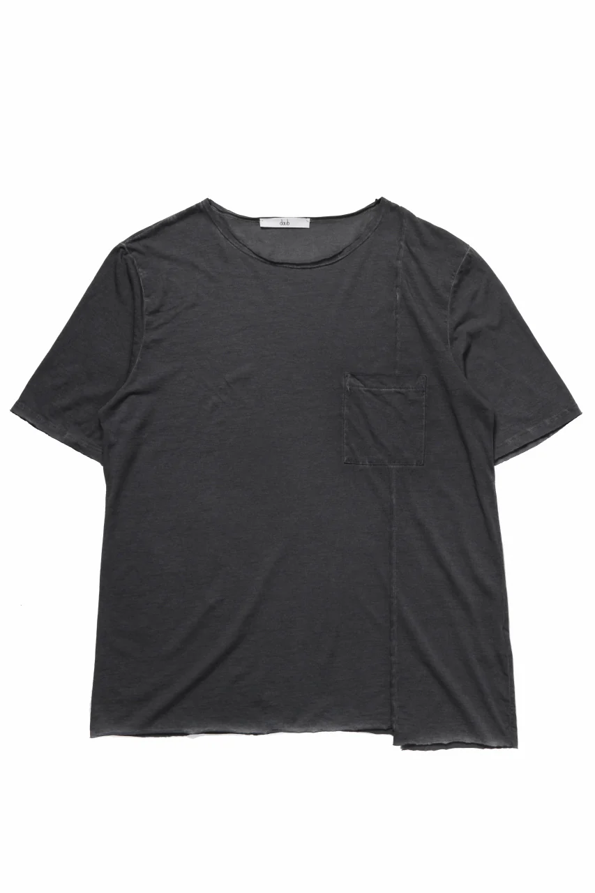 daub SIDE PANEL OVER T-SHIRT WITH POCKET / DYED LIGHT JERSEY (OFF BLACK) - Image 2