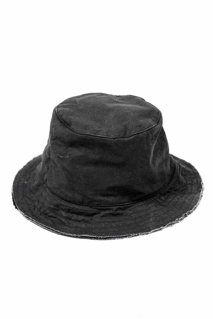 daub SOFT BUCKET HAT / RESIN COATED LIGHT TWILL COTTON (DARK GREY)