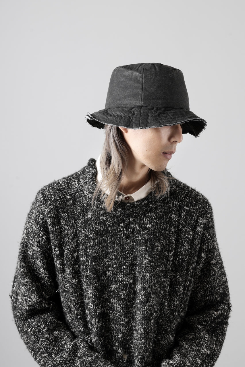 daub SOFT BUCKET HAT / RESIN COATED LIGHT TWILL COTTON (DARK GREY) - Image 14