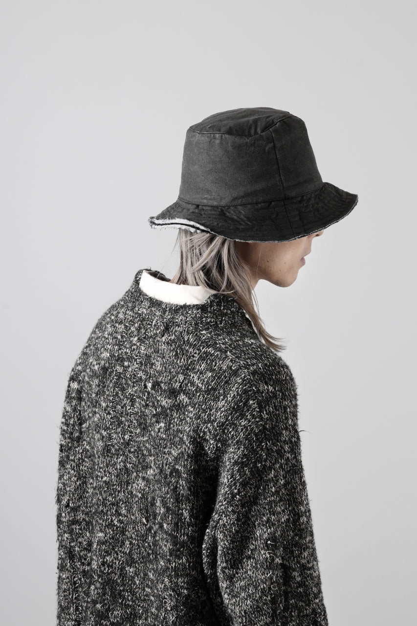 daub SOFT BUCKET HAT / RESIN COATED LIGHT TWILL COTTON (DARK GREY) - Image 16