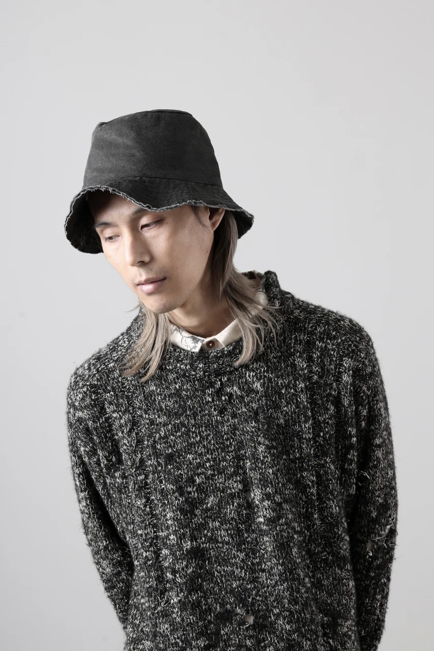 daub SOFT BUCKET HAT / RESIN COATED LIGHT TWILL COTTON (DARK GREY) - Image 19