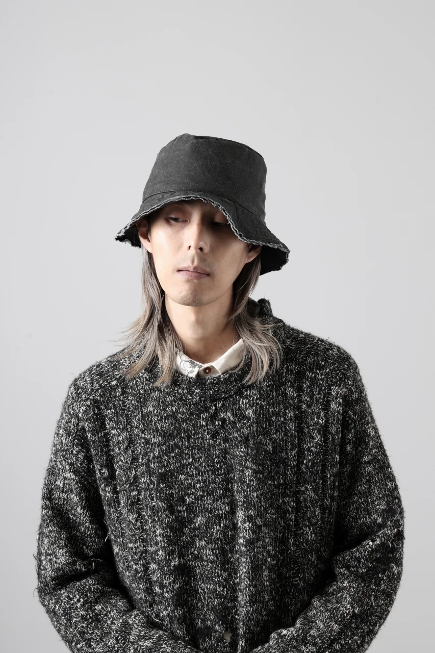 daub SOFT BUCKET HAT / RESIN COATED LIGHT TWILL COTTON (DARK GREY) - Image 2