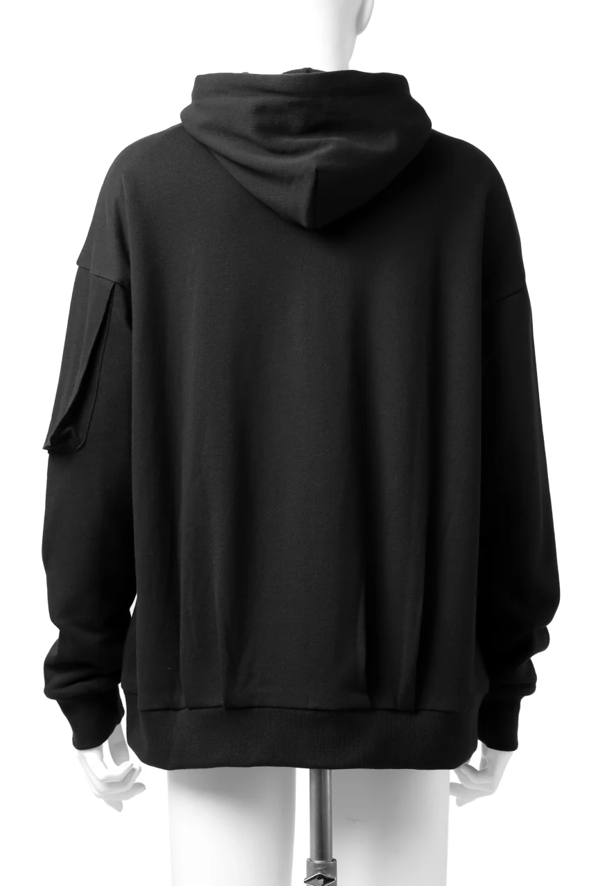 DEFORMATER.® BOMBER-HOODIE JACKET / SWEAT+WAFFLE JERSEY (BLACK) - Image 20