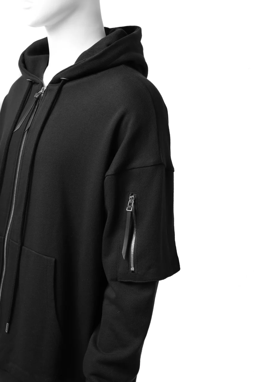 DEFORMATER.® BOMBER-HOODIE JACKET / SWEAT+WAFFLE JERSEY (BLACK) - Image 29