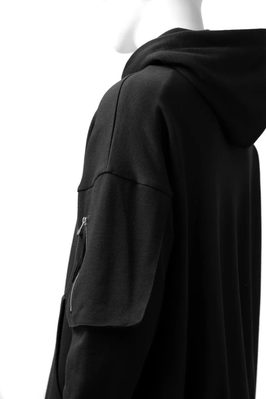 DEFORMATER.® BOMBER-HOODIE JACKET / SWEAT+WAFFLE JERSEY (BLACK) - Image 30