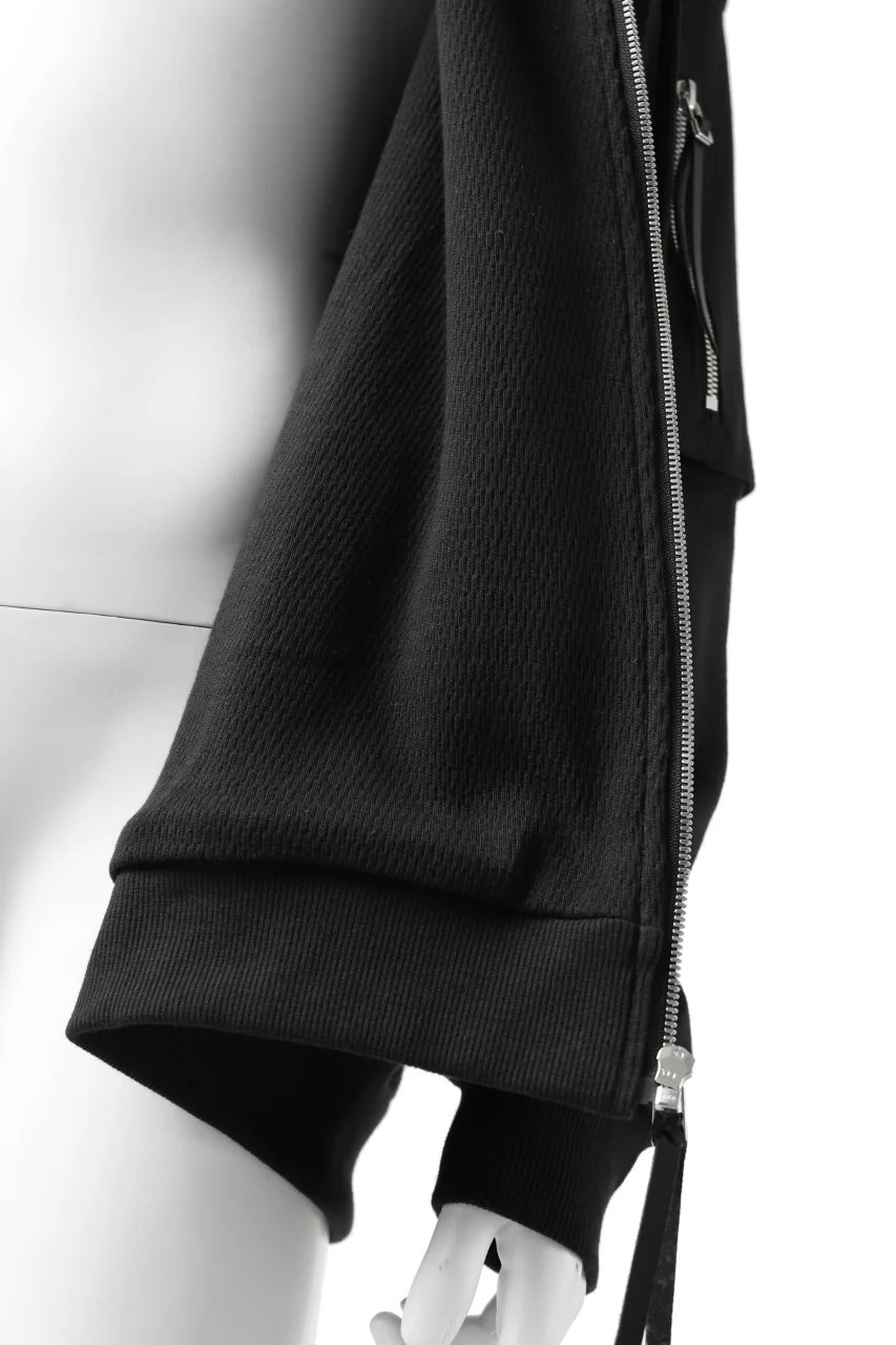 DEFORMATER.® BOMBER-HOODIE JACKET / SWEAT+WAFFLE JERSEY (BLACK) - Image 37
