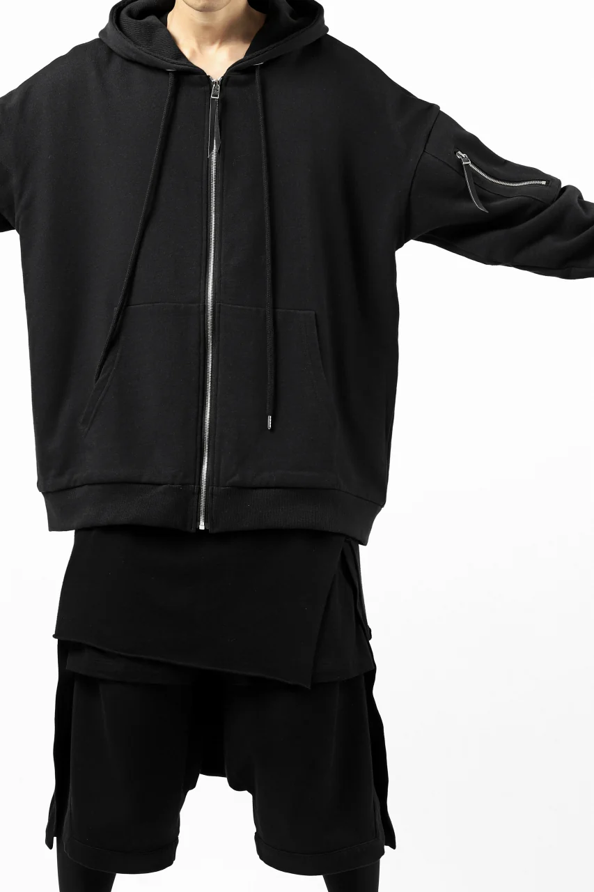 DEFORMATER.® BOMBER-HOODIE JACKET / SWEAT+WAFFLE JERSEY (BLACK) - Image 41