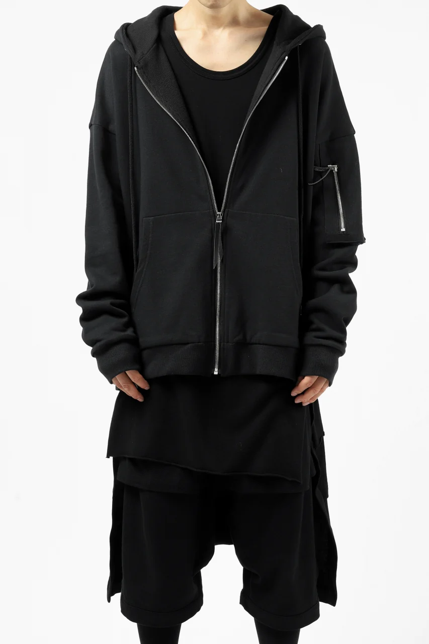 DEFORMATER.® BOMBER-HOODIE JACKET / SWEAT+WAFFLE JERSEY (BLACK) - Image 42