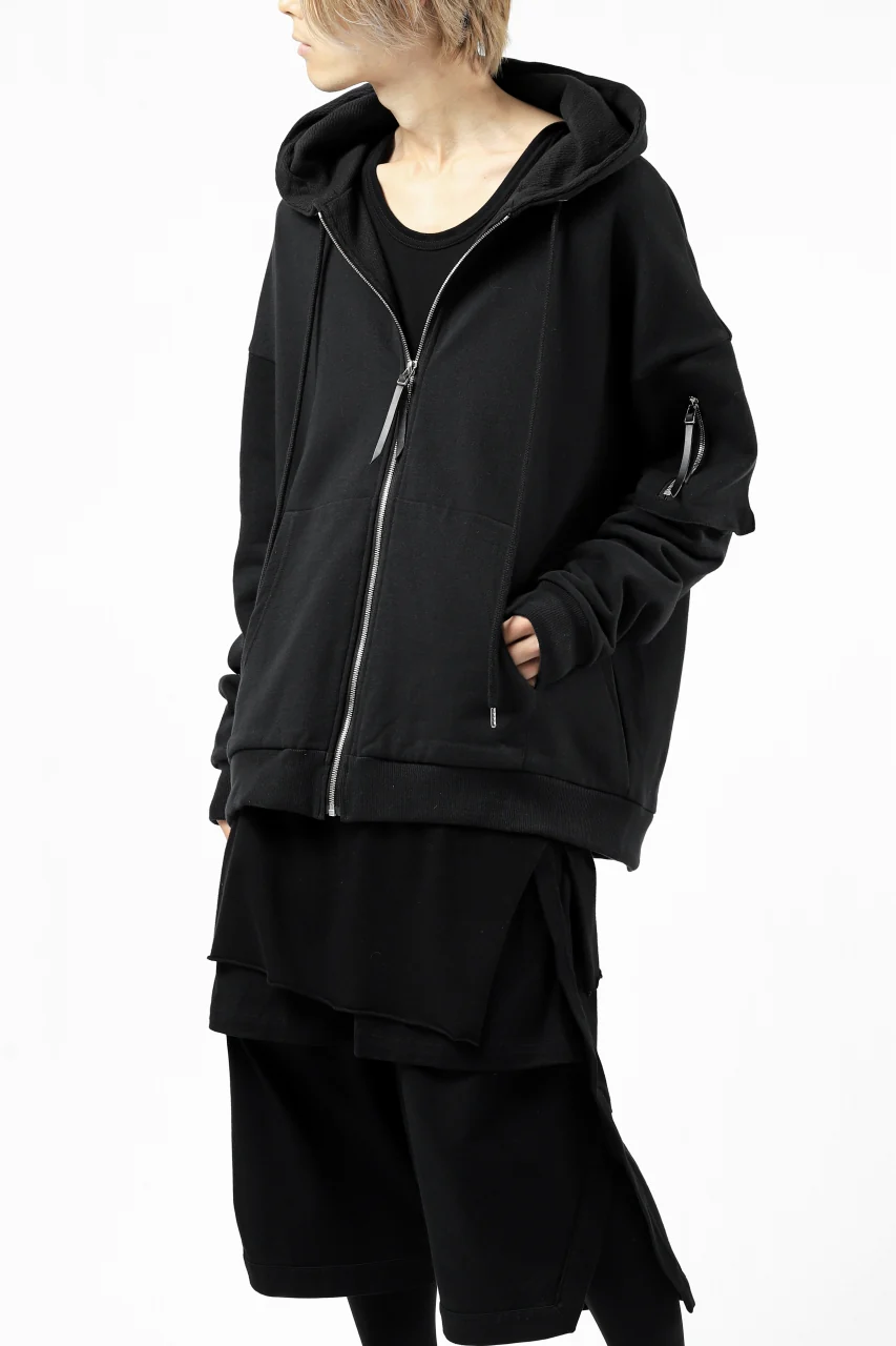 DEFORMATER.® BOMBER-HOODIE JACKET / SWEAT+WAFFLE JERSEY (BLACK) - Image 45