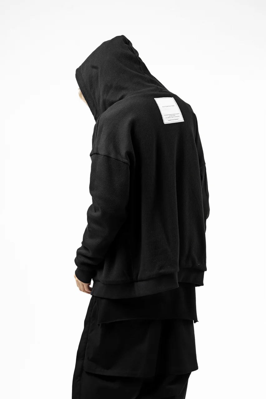 DEFORMATER.® BOMBER-HOODIE JACKET / SWEAT+WAFFLE JERSEY (BLACK) - Image 50