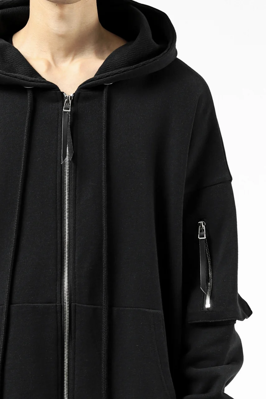 DEFORMATER.® BOMBER-HOODIE JACKET / SWEAT+WAFFLE JERSEY (BLACK) - Image 52