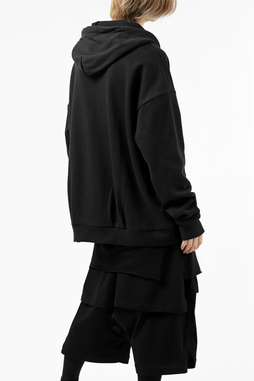 DEFORMATER.® BOMBER-HOODIE JACKET / SWEAT+WAFFLE JERSEY (BLACK) - Image 6