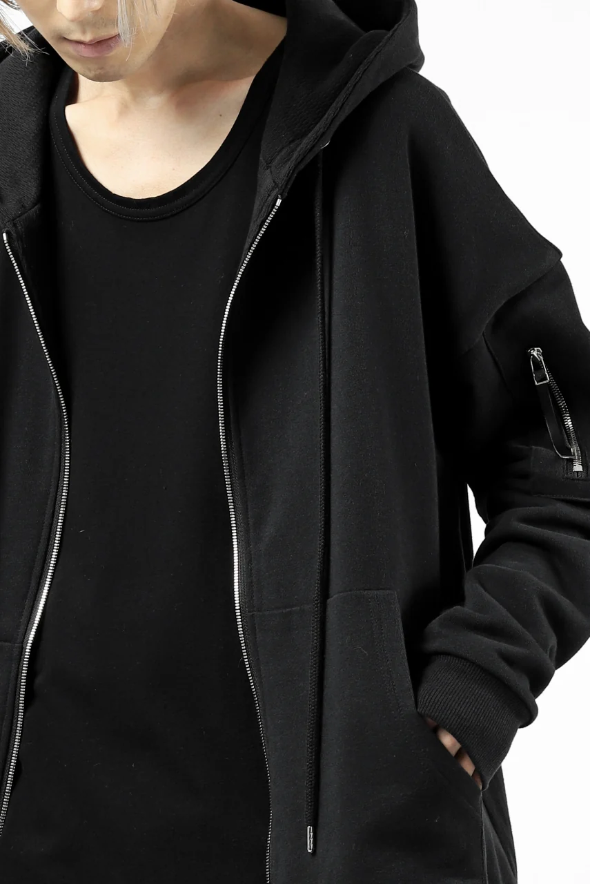 DEFORMATER.® BOMBER-HOODIE JACKET / SWEAT+WAFFLE JERSEY (BLACK) - Image 61