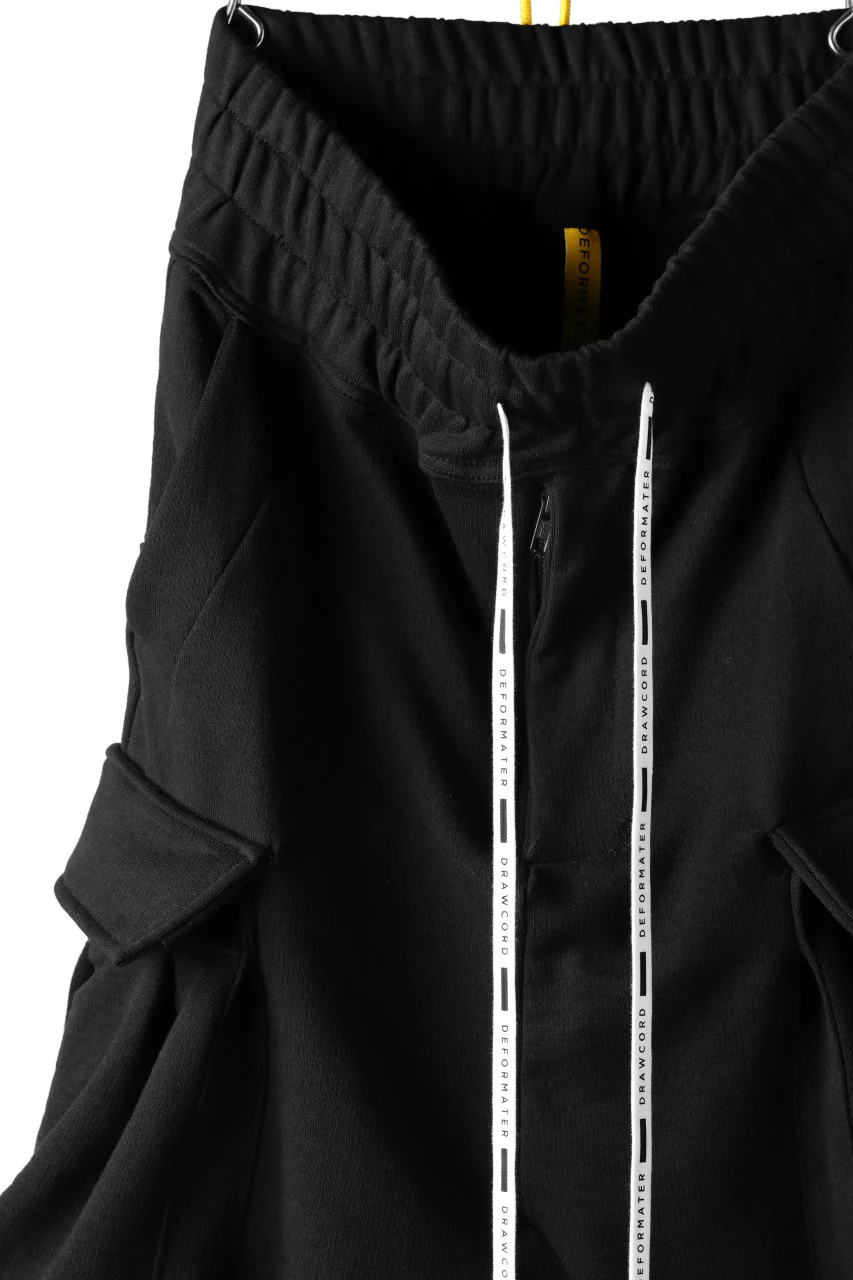 DEFORMATER.® HANGING DROP CROTCH CARGO SHORTS / COTTON SWEAT (BLACK) - Image 15