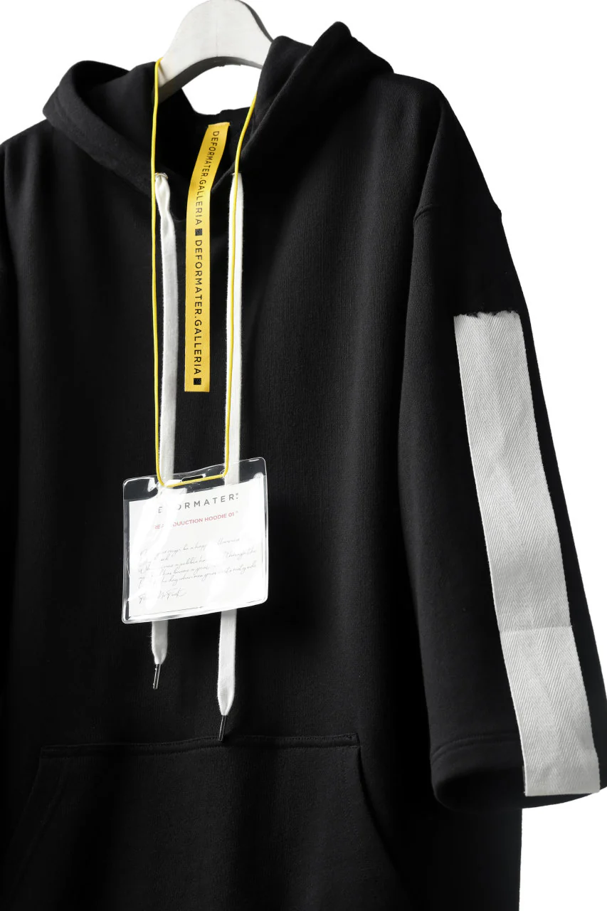 DEFORMATER.® LOGO TAPE HOODIE / LIGHT OZ COTTON (BLACK x WHITE) - Image 12