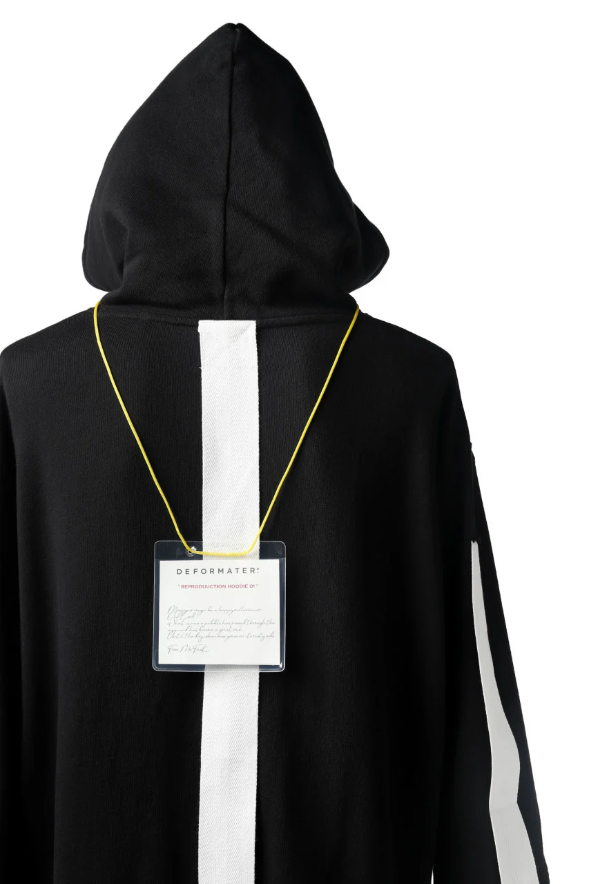 DEFORMATER.® LOGO TAPE HOODIE / LIGHT OZ COTTON (BLACK x WHITE) - Image 14