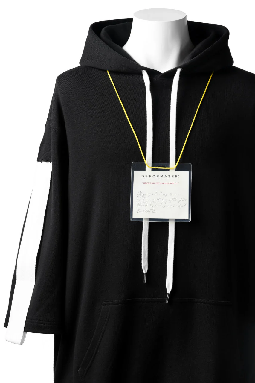 DEFORMATER.® LOGO TAPE HOODIE / LIGHT OZ COTTON (BLACK x WHITE) - Image 18