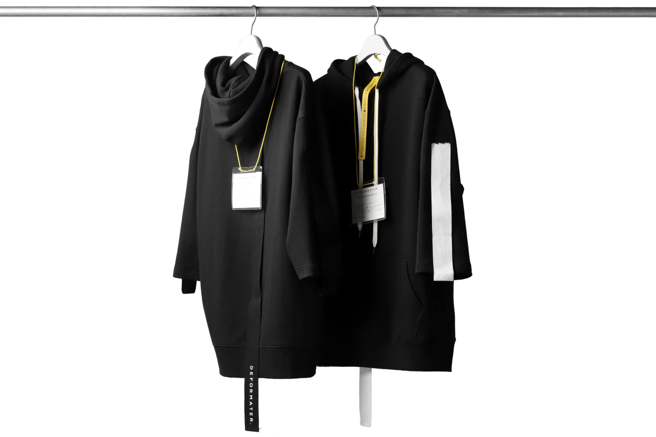 DEFORMATER.® LOGO TAPE HOODIE / LIGHT OZ COTTON (BLACK x WHITE) - Image 36