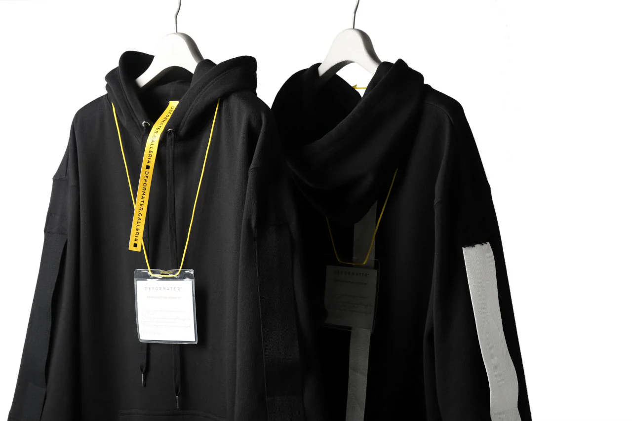 DEFORMATER.® LOGO TAPE HOODIE / LIGHT OZ COTTON (BLACK x WHITE) - Image 37