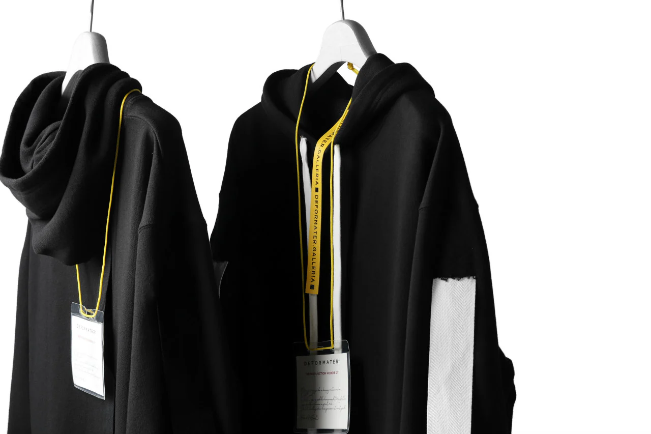 DEFORMATER.® LOGO TAPE HOODIE / LIGHT OZ COTTON (BLACK x WHITE) - Image 38