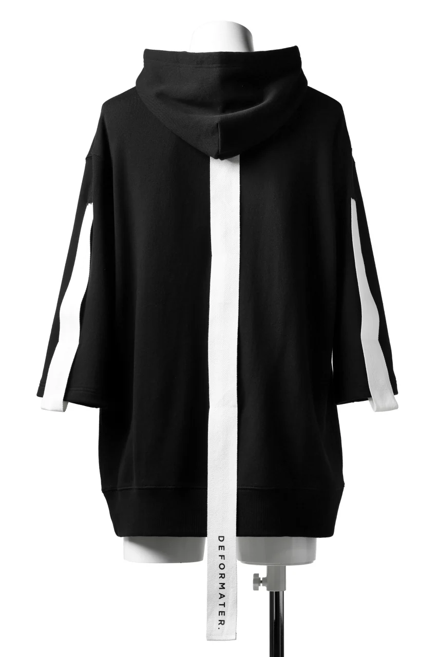DEFORMATER.® LOGO TAPE HOODIE / LIGHT OZ COTTON (BLACK x WHITE) - Image 4