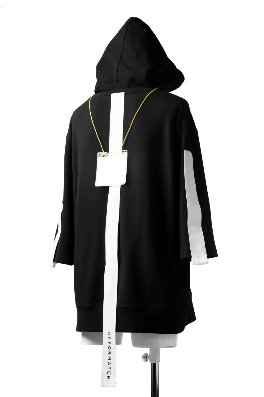 DEFORMATER.® LOGO TAPE HOODIE / LIGHT OZ COTTON (BLACK x WHITE) - Image 6