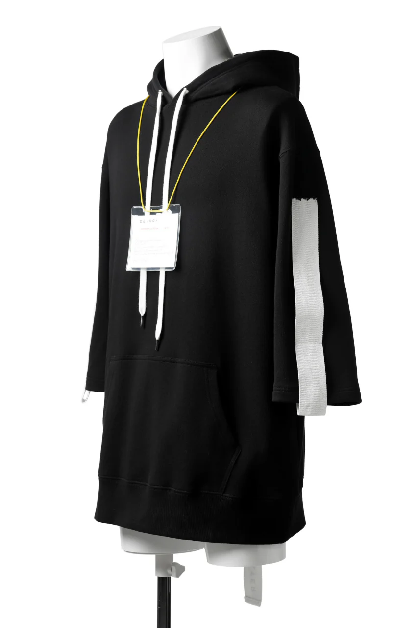 DEFORMATER.® LOGO TAPE HOODIE / LIGHT OZ COTTON (BLACK x WHITE) - Image 9