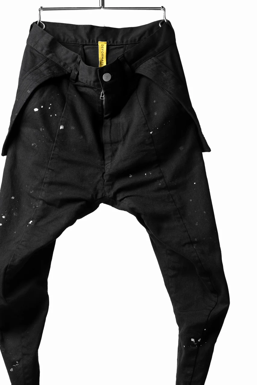 DEFORMATER.® "SPLASH" SLIM FIT JEANS WITH FLAP DETAIL / VERTICAL DENIM (BLACK OVER DYED) - Image 14