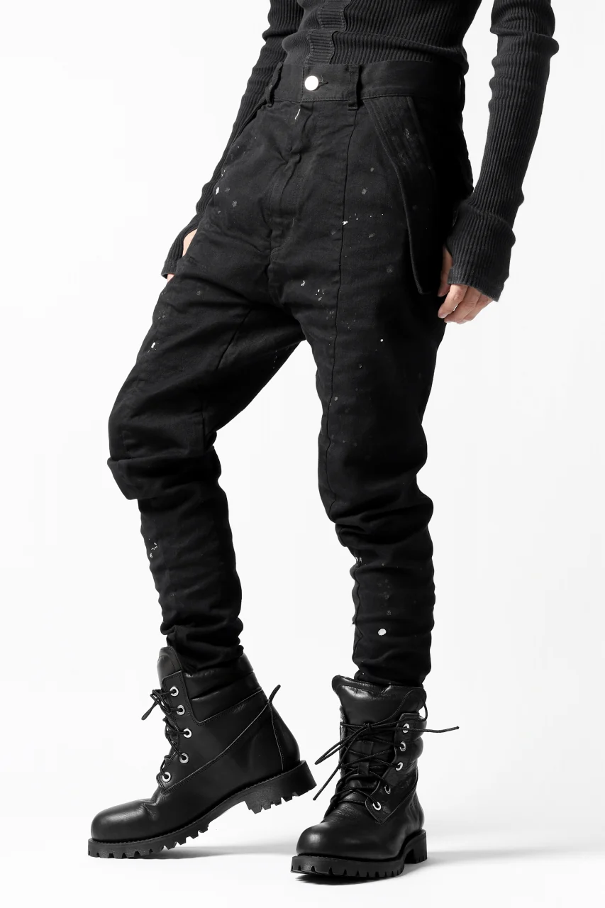 DEFORMATER.® "SPLASH" SLIM FIT JEANS WITH FLAP DETAIL / VERTICAL DENIM (BLACK OVER DYED) - Image 2