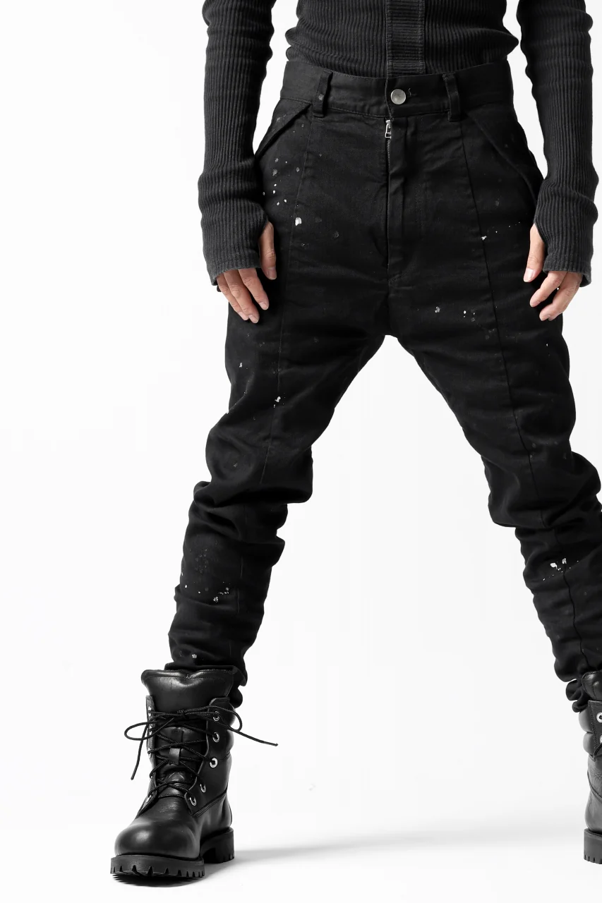 DEFORMATER.® "SPLASH" SLIM FIT JEANS WITH FLAP DETAIL / VERTICAL DENIM (BLACK OVER DYED) - Image 6
