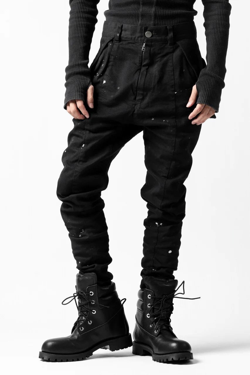 DEFORMATER.® "SPLASH" SLIM FIT JEANS WITH FLAP DETAIL / VERTICAL DENIM (BLACK OVER DYED) - Image 7