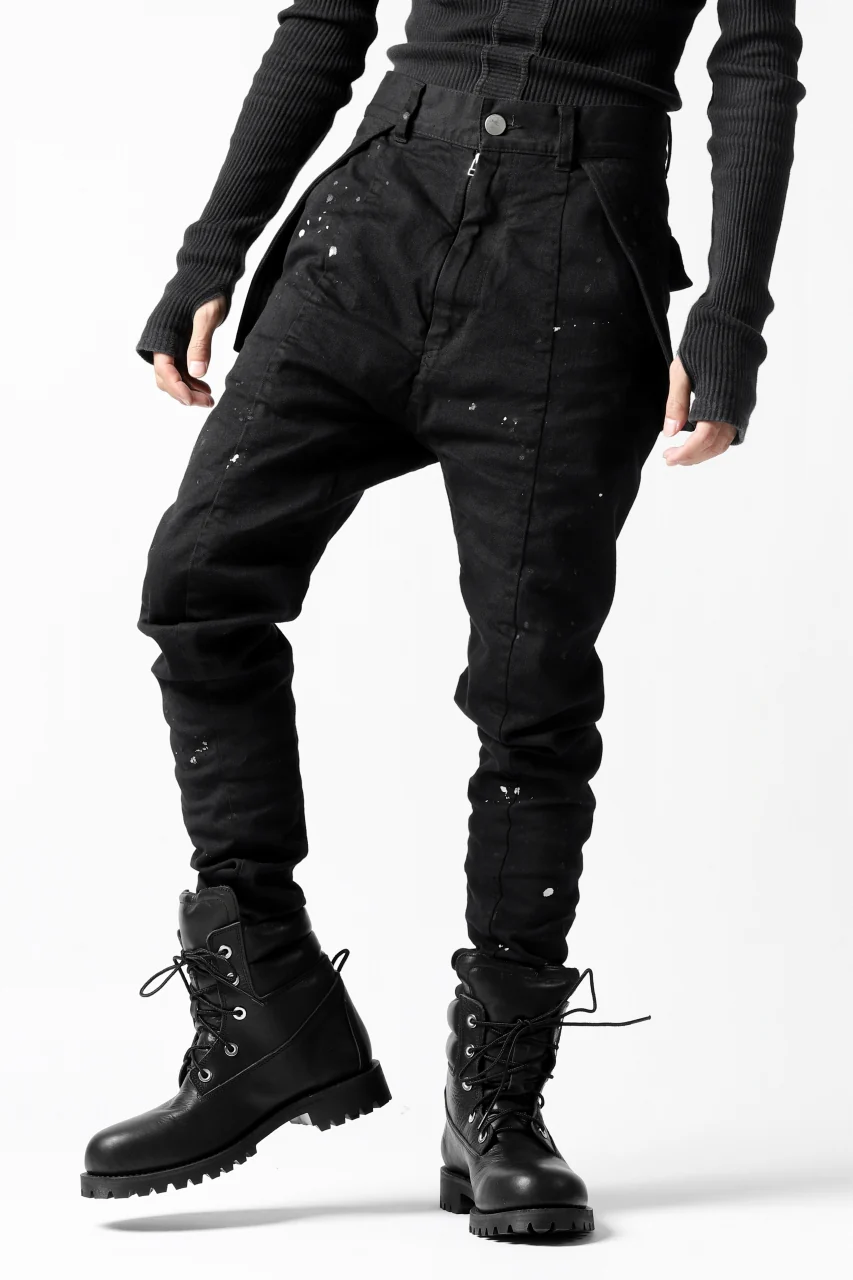 DEFORMATER.® "SPLASH" SLIM FIT JEANS WITH FLAP DETAIL / VERTICAL DENIM (BLACK OVER DYED) - Image 8