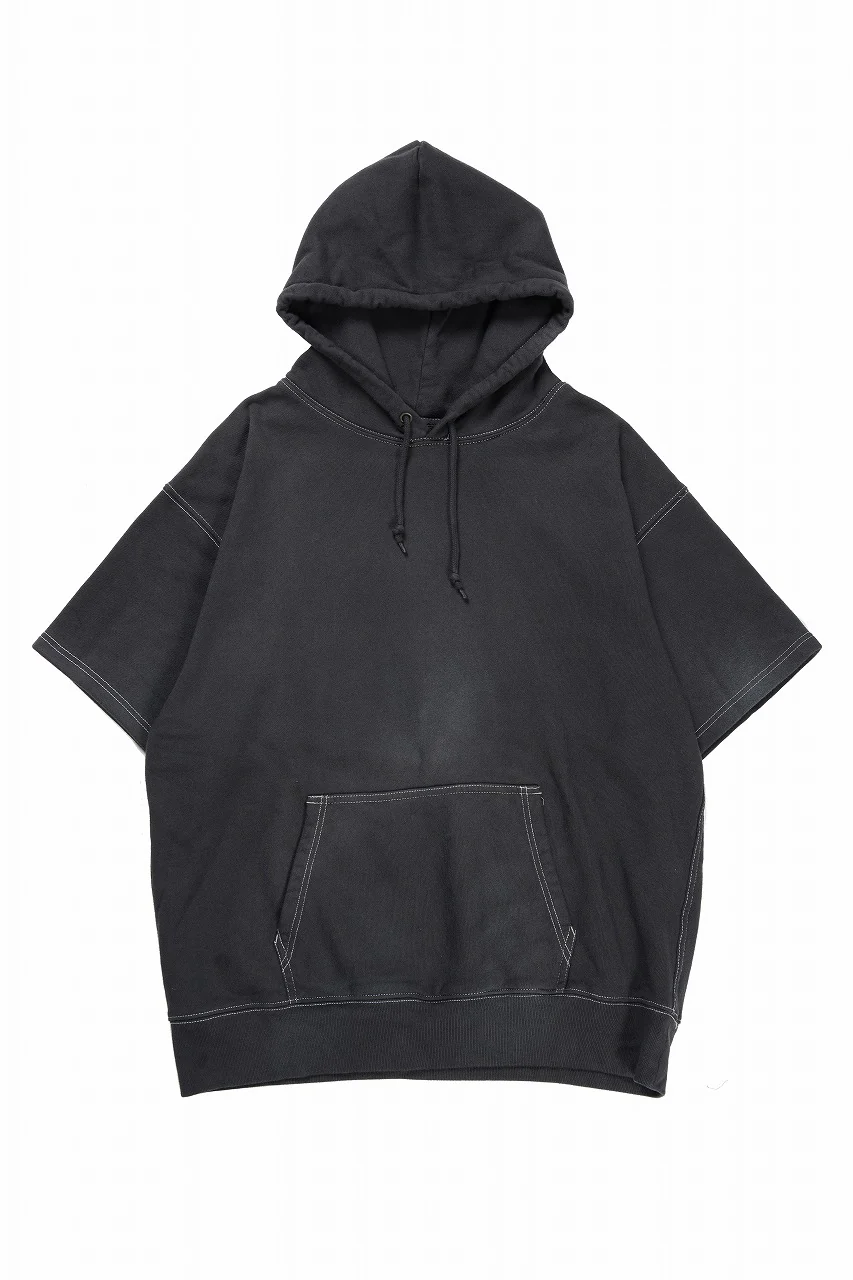 DEFORMATER.® STANDARD HOODIE HALF SLEEVE / VINTAGE-FADED (BLACK)
