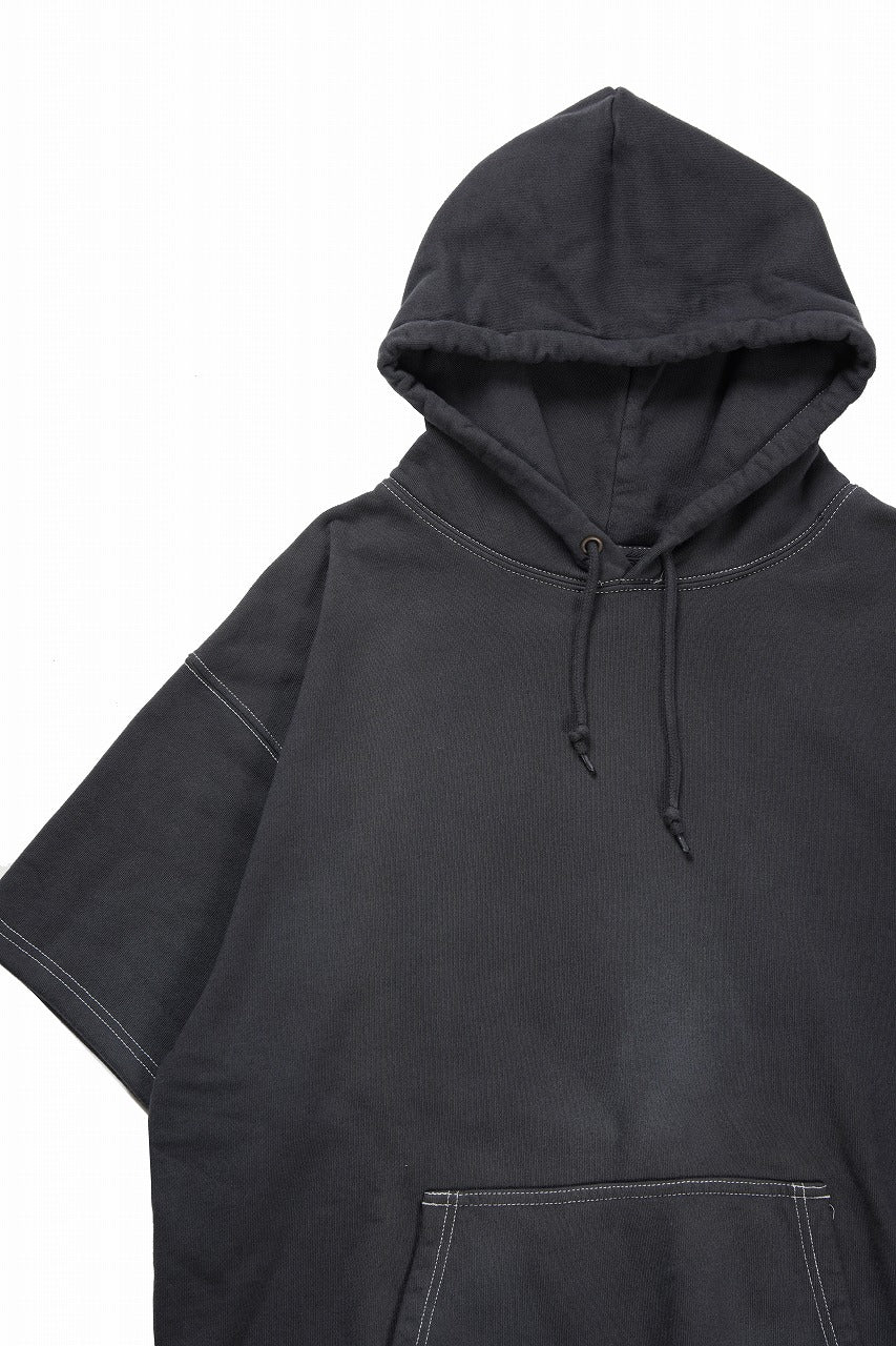 DEFORMATER.® STANDARD HOODIE HALF SLEEVE / VINTAGE-FADED (BLACK) - Image 3