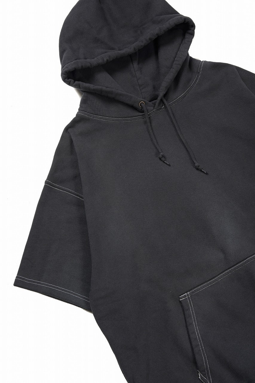 DEFORMATER.® STANDARD HOODIE HALF SLEEVE / VINTAGE-FADED (BLACK) - Image 5