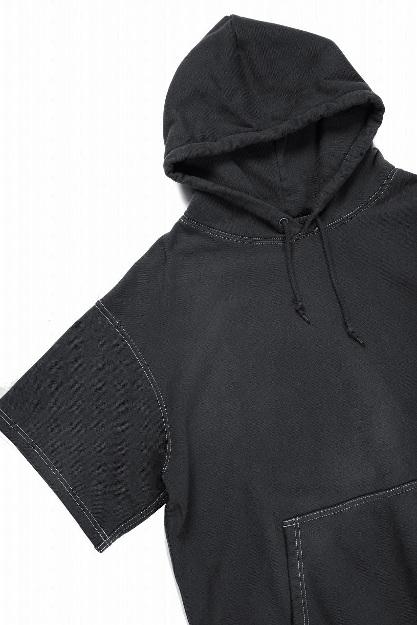 DEFORMATER.® STANDARD HOODIE HALF SLEEVE / VINTAGE-FADED (BLACK) - Image 6