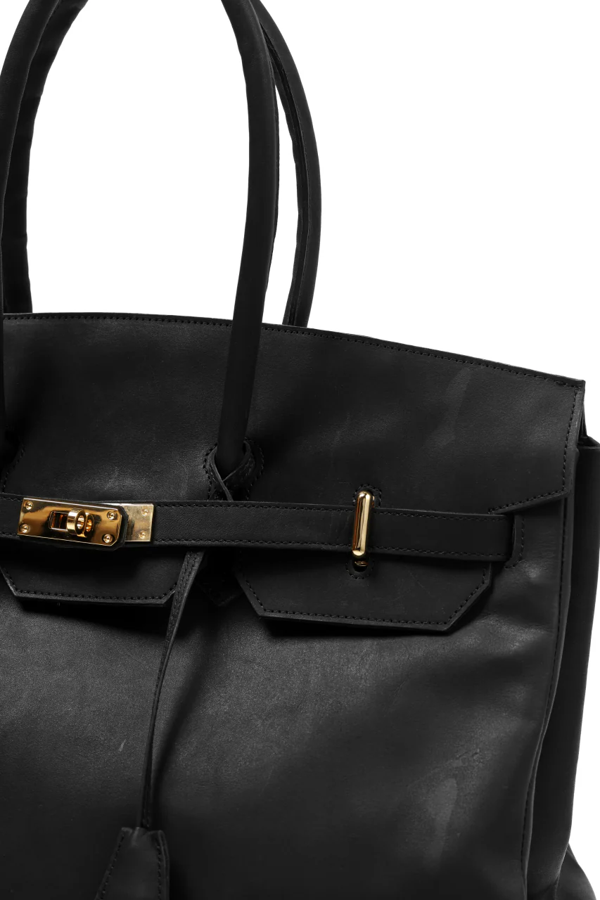 DEFORMATER.® TRAVEL BAG / SMOOTH COWHIDE (BLACK / GOLD PARTS) - Image 11