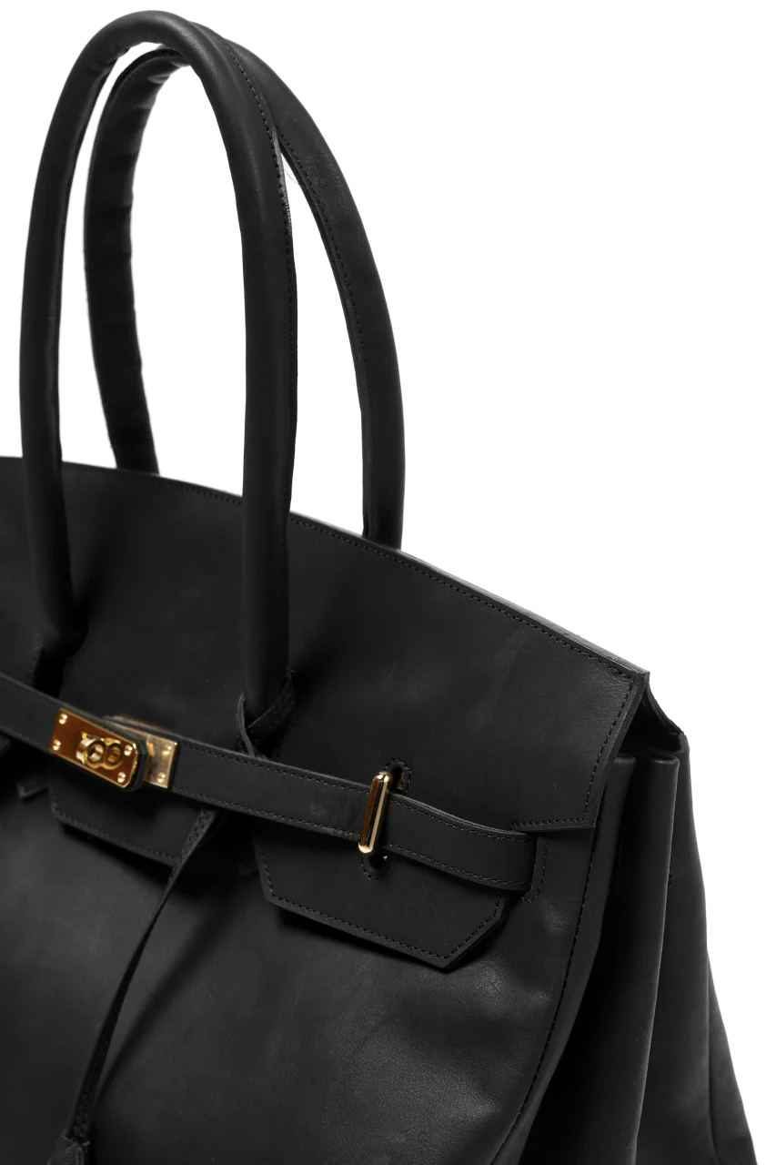 DEFORMATER.® TRAVEL BAG / SMOOTH COWHIDE (BLACK / GOLD PARTS) - Image 12
