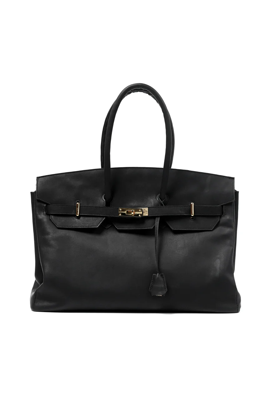 DEFORMATER.® TRAVEL BAG / SMOOTH COWHIDE (BLACK / GOLD PARTS) - Image 2