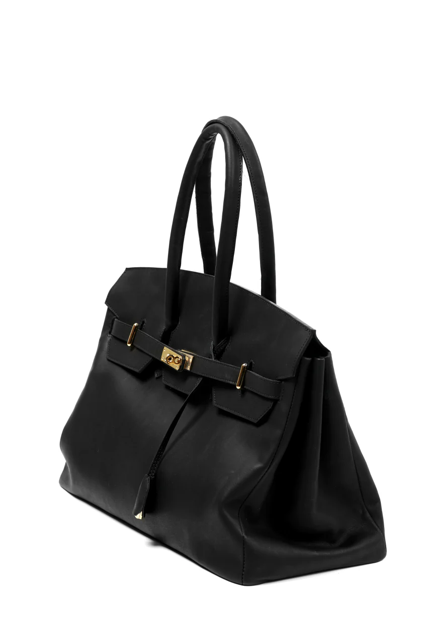 DEFORMATER.® TRAVEL BAG / SMOOTH COWHIDE (BLACK / GOLD PARTS) - Image 3