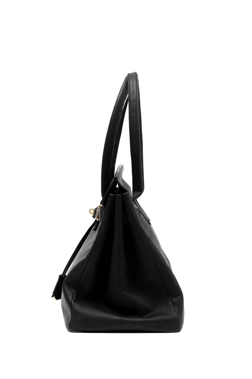 DEFORMATER.® TRAVEL BAG / SMOOTH COWHIDE (BLACK / GOLD PARTS) - Image 4