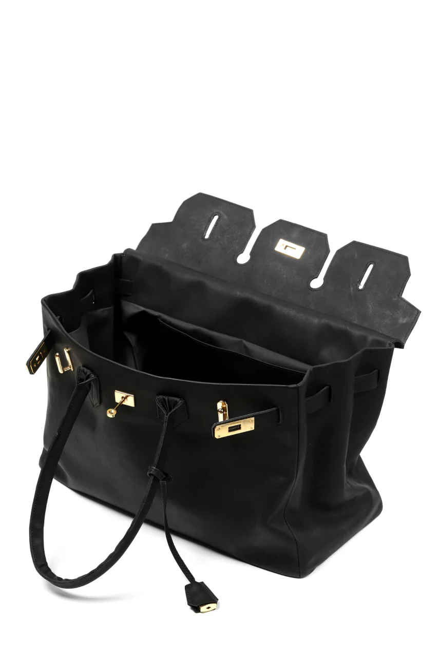 DEFORMATER.® TRAVEL BAG / SMOOTH COWHIDE (BLACK / GOLD PARTS) - Image 7
