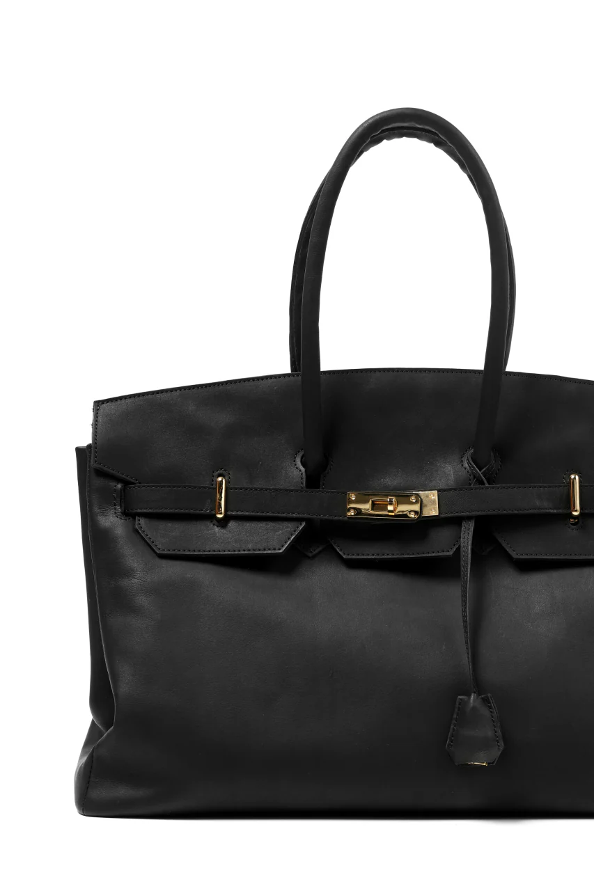 DEFORMATER.® TRAVEL BAG / SMOOTH COWHIDE (BLACK / GOLD PARTS) - Image 8