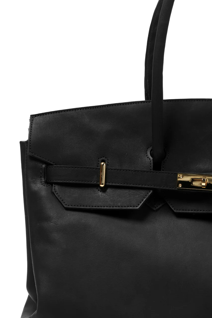 DEFORMATER.® TRAVEL BAG / SMOOTH COWHIDE (BLACK / GOLD PARTS) - Image 9