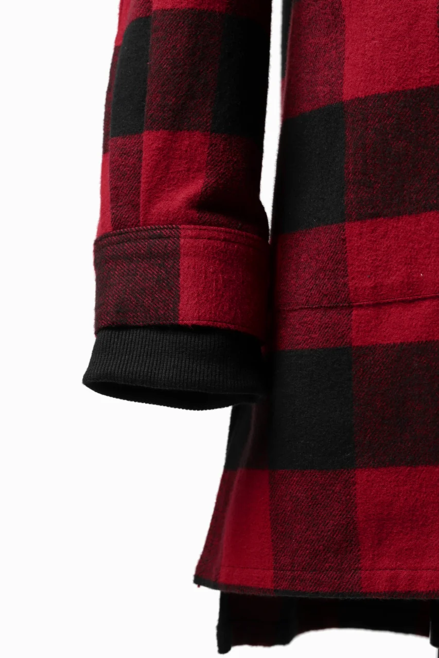 DEFORMATER.® HOODED SHIRT JACKET / HEAVY FLANNEL PLAID (RED×BLACK) - Image 20