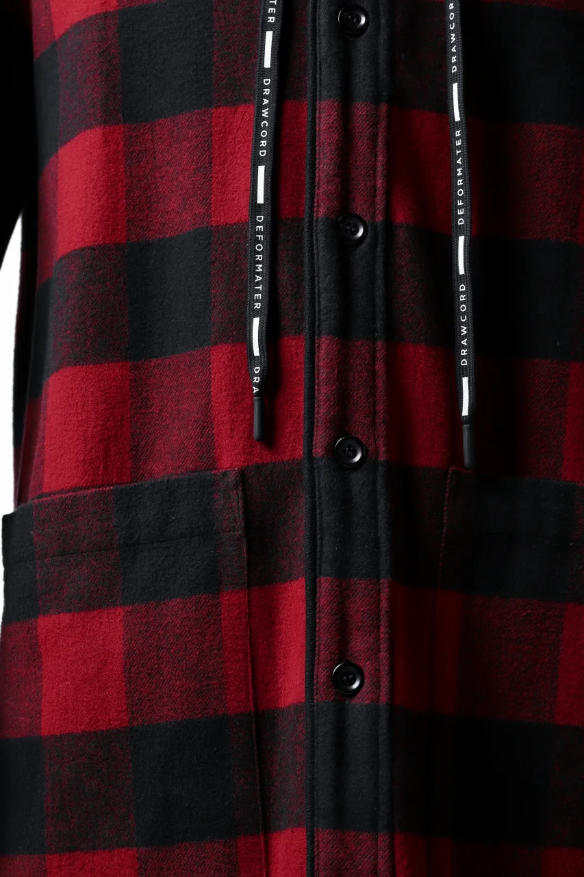DEFORMATER.® HOODED SHIRT JACKET / HEAVY FLANNEL PLAID (RED×BLACK) - Image 21